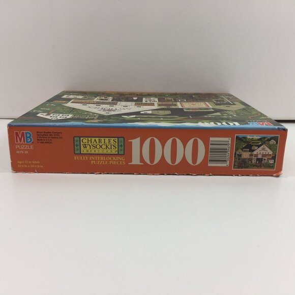Charles Wysocki's Americana MB 1000 Piece Puzzle 4679-26 Market Antiques Quilts - Picture 5 of 7